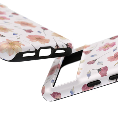 Coque Téléphone Samsung, iPhone & Google Pixel Renforcée Mate – Design Floral Fleurs de Cerisier sur Fond Blanc Poudré | Protection Antichoc | Idée Cadeau Femme