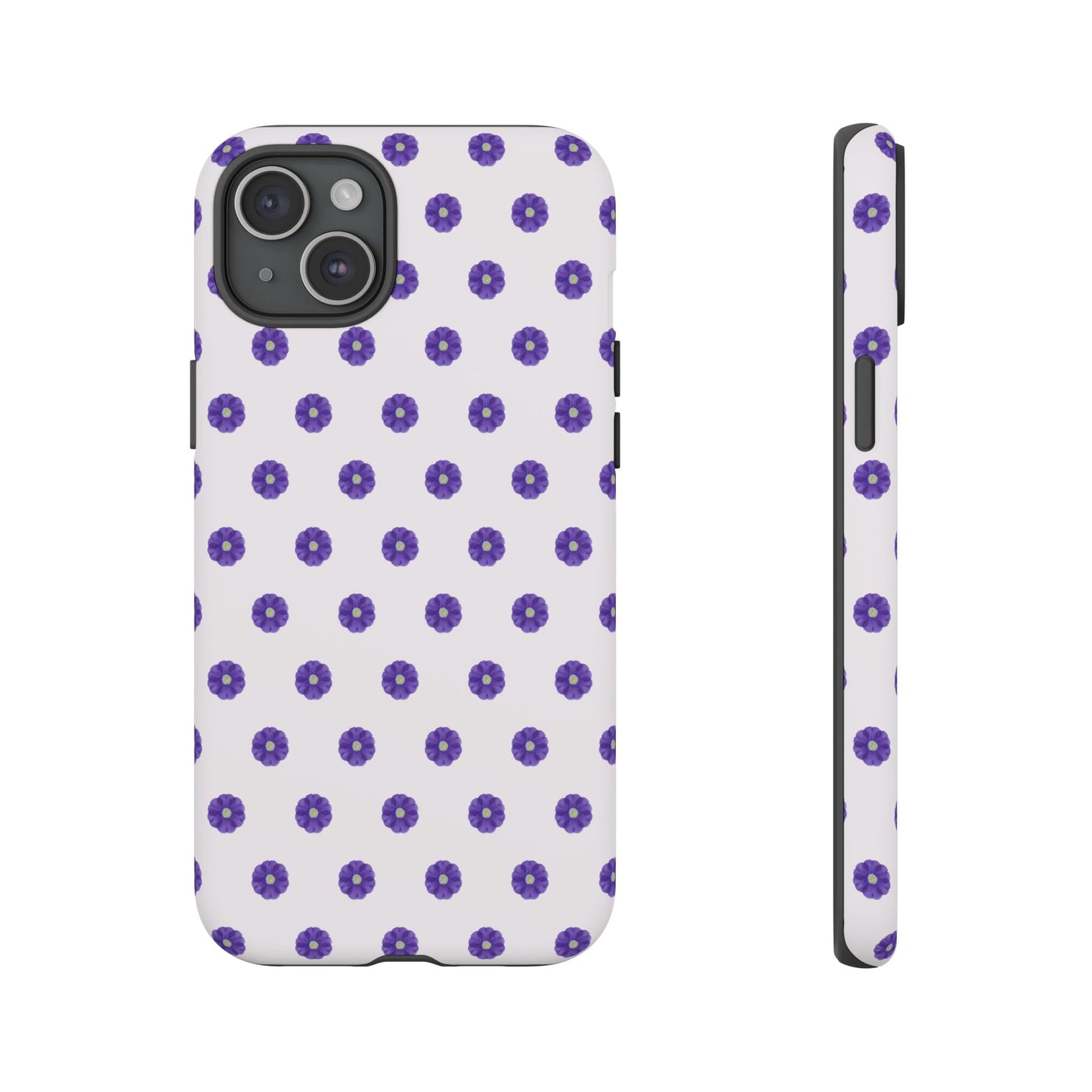 Coque Téléphone Samsung, iPhone & Google Pixel Renforcée Mate – Design Botanique Epuré Fleurs de Primevère sur Fond Blanc Perlé | Protection Antichoc | Idée Cadeau Femme