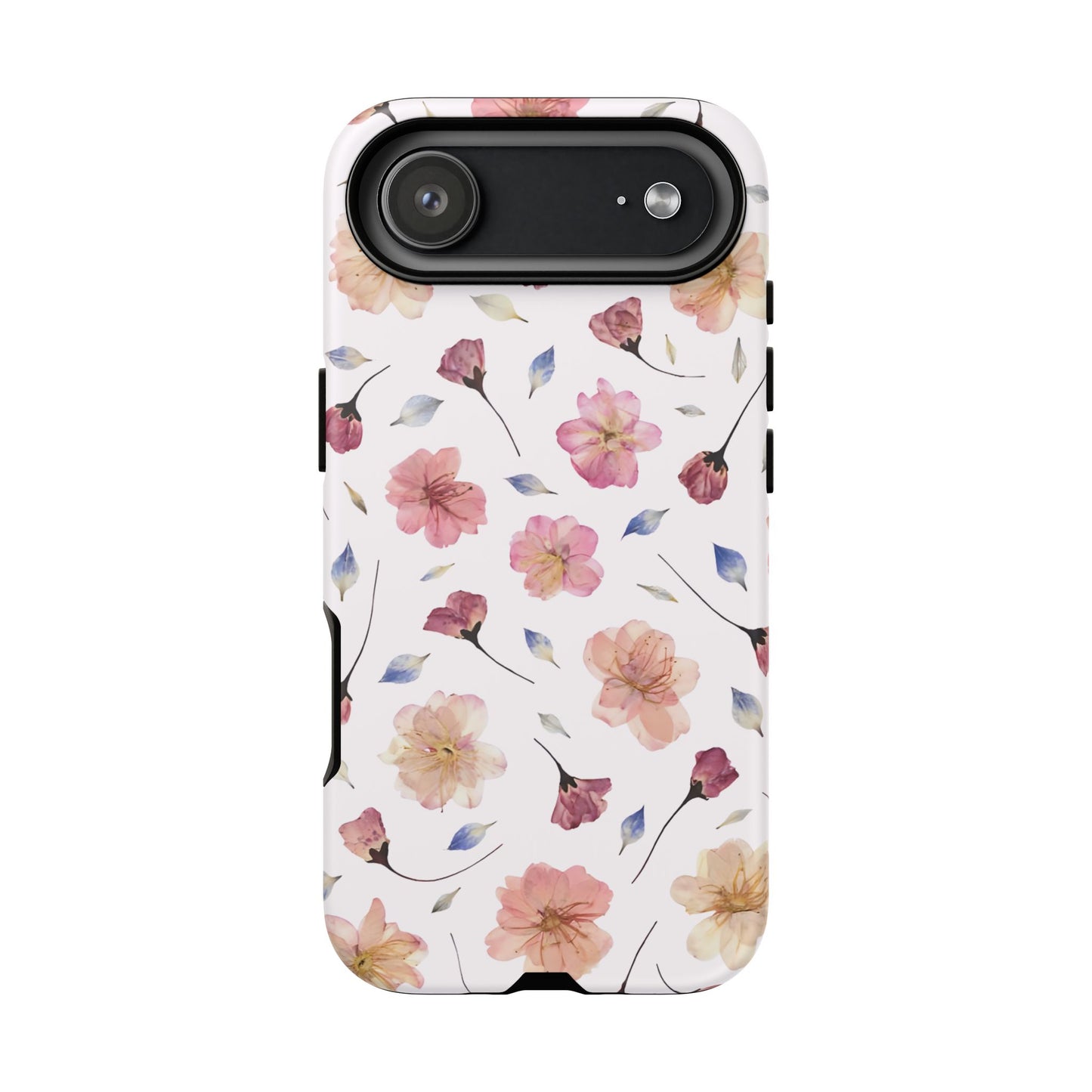 Coque Téléphone Samsung, iPhone & Google Pixel Renforcée Mate – Design Floral Fleurs de Cerisier sur Fond Blanc Poudré | Protection Antichoc | Idée Cadeau Femme