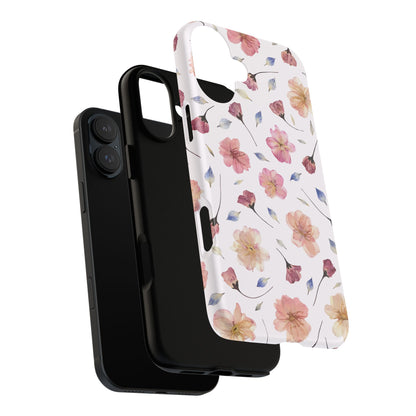 Coque Téléphone Samsung, iPhone & Google Pixel Renforcée Mate – Design Floral Fleurs de Cerisier sur Fond Blanc Poudré | Protection Antichoc | Idée Cadeau Femme