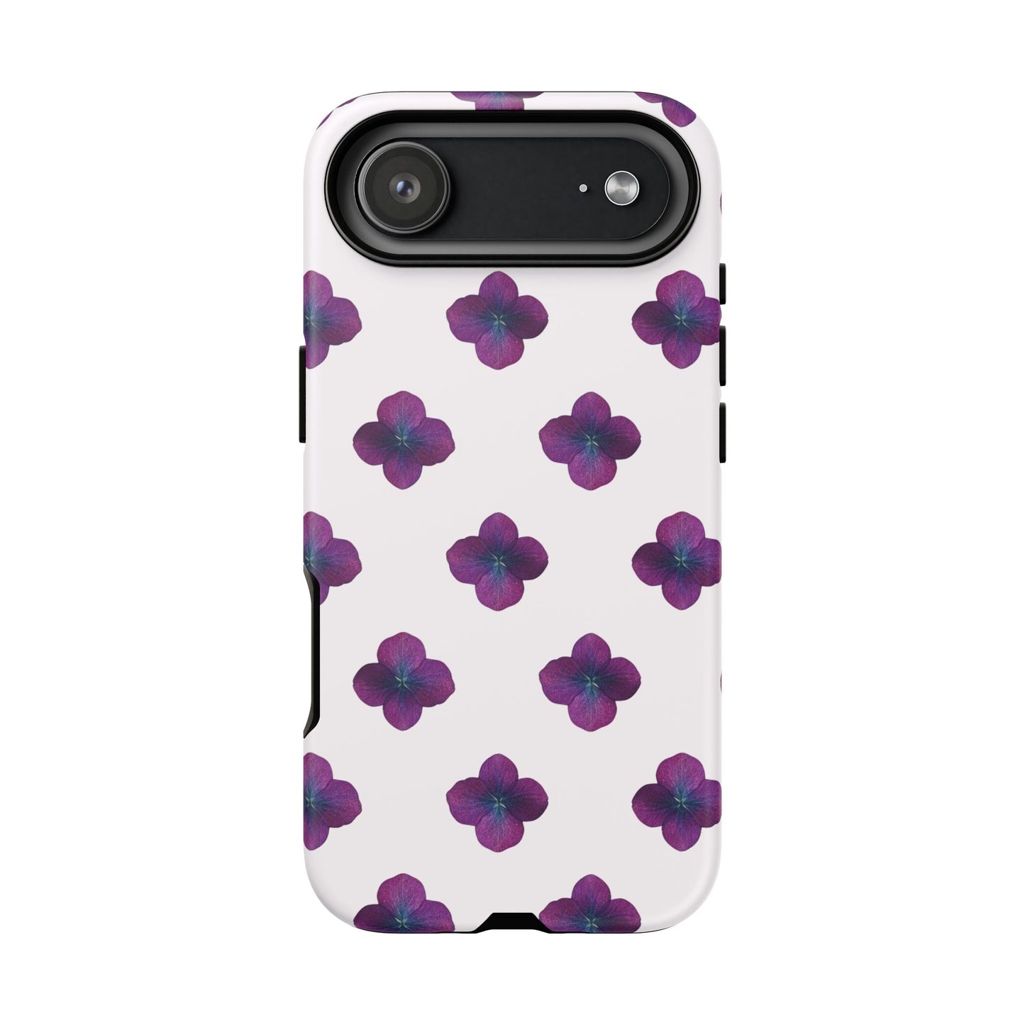 Coque Téléphone Samsung, iPhone & Google Pixel Renforcée Mate – Design Floral Epuré Fleurs de Hortensia sur Fond Blanc Perlé | Protection Antichoc | Idée Cadeau Anniversaire