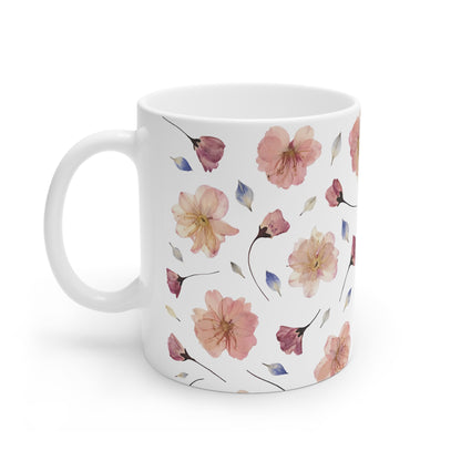 Mug Céramique Printanière - Fleurs de Cerisier de Japon | Tasse Végétale – Idée Cadeau Amoureux Herbier Fleurs Séchées & Déco Féminine