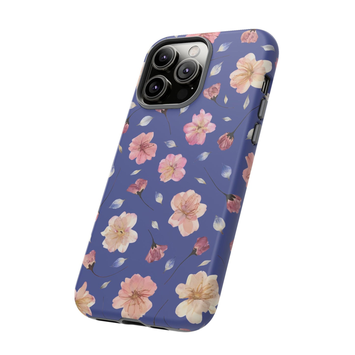Coque Téléphone Samsung, iPhone & Google Pixel Renforcée Mate – Design Floral Fleurs de Cerisier sur Fond Bleu Encre | Protection Antichoc | Idée Cadeau Pour Elle
