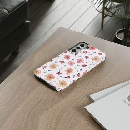 Coque Téléphone Samsung, iPhone & Google Pixel Renforcée Mate – Design Floral Fleurs de Cerisier sur Fond Blanc Poudré | Protection Antichoc | Idée Cadeau Femme