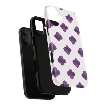 Coque Téléphone Samsung, iPhone & Google Pixel Renforcée Mate – Design Floral Epuré Fleurs de Hortensia sur Fond Blanc Perlé | Protection Antichoc | Idée Cadeau Anniversaire