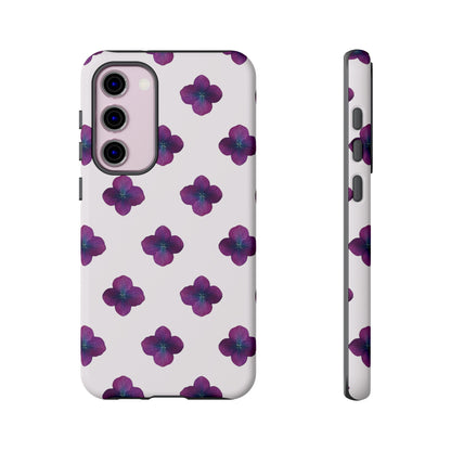 Coque Téléphone Samsung, iPhone & Google Pixel Renforcée Mate – Design Floral Epuré Fleurs de Hortensia sur Fond Blanc Perlé | Protection Antichoc | Idée Cadeau Anniversaire