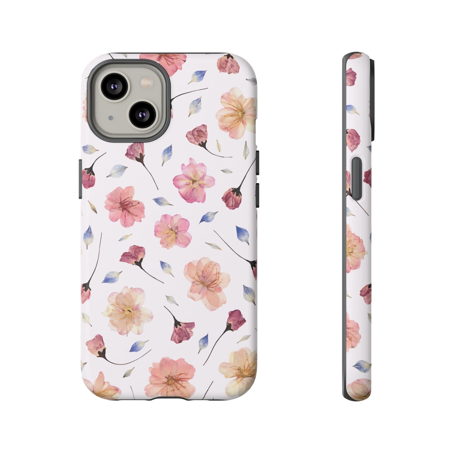 Coque Téléphone Samsung, iPhone & Google Pixel Renforcée Mate – Design Floral Fleurs de Cerisier sur Fond Blanc Poudré | Protection Antichoc | Idée Cadeau Femme