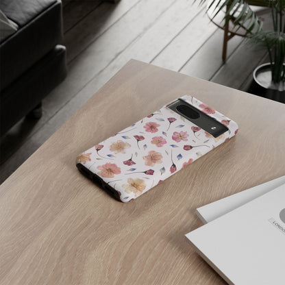 Coque Téléphone Samsung, iPhone & Google Pixel Renforcée Mate – Design Floral Fleurs de Cerisier sur Fond Blanc Poudré | Protection Antichoc | Idée Cadeau Femme