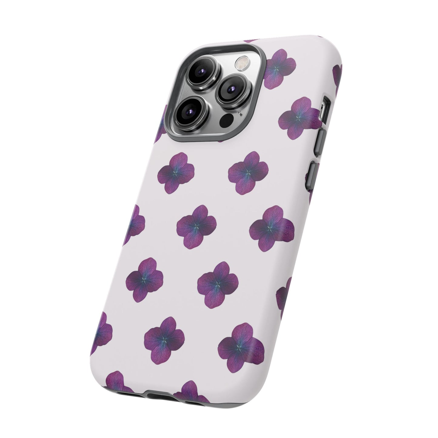 Coque Téléphone Samsung, iPhone & Google Pixel Renforcée Mate – Design Floral Epuré Fleurs de Hortensia sur Fond Blanc Perlé | Protection Antichoc | Idée Cadeau Anniversaire