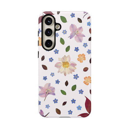 Coque Téléphone Samsung, iPhone & Google Pixel Renforcée Mate – Design Floral Féminin sur Fond Blanc Perlé | Protection Antichoc | Idée Cadeau Anniverssaire