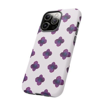 Coque Téléphone Samsung, iPhone & Google Pixel Renforcée Mate – Design Floral Epuré Fleurs de Hortensia sur Fond Blanc Perlé | Protection Antichoc | Idée Cadeau Anniversaire