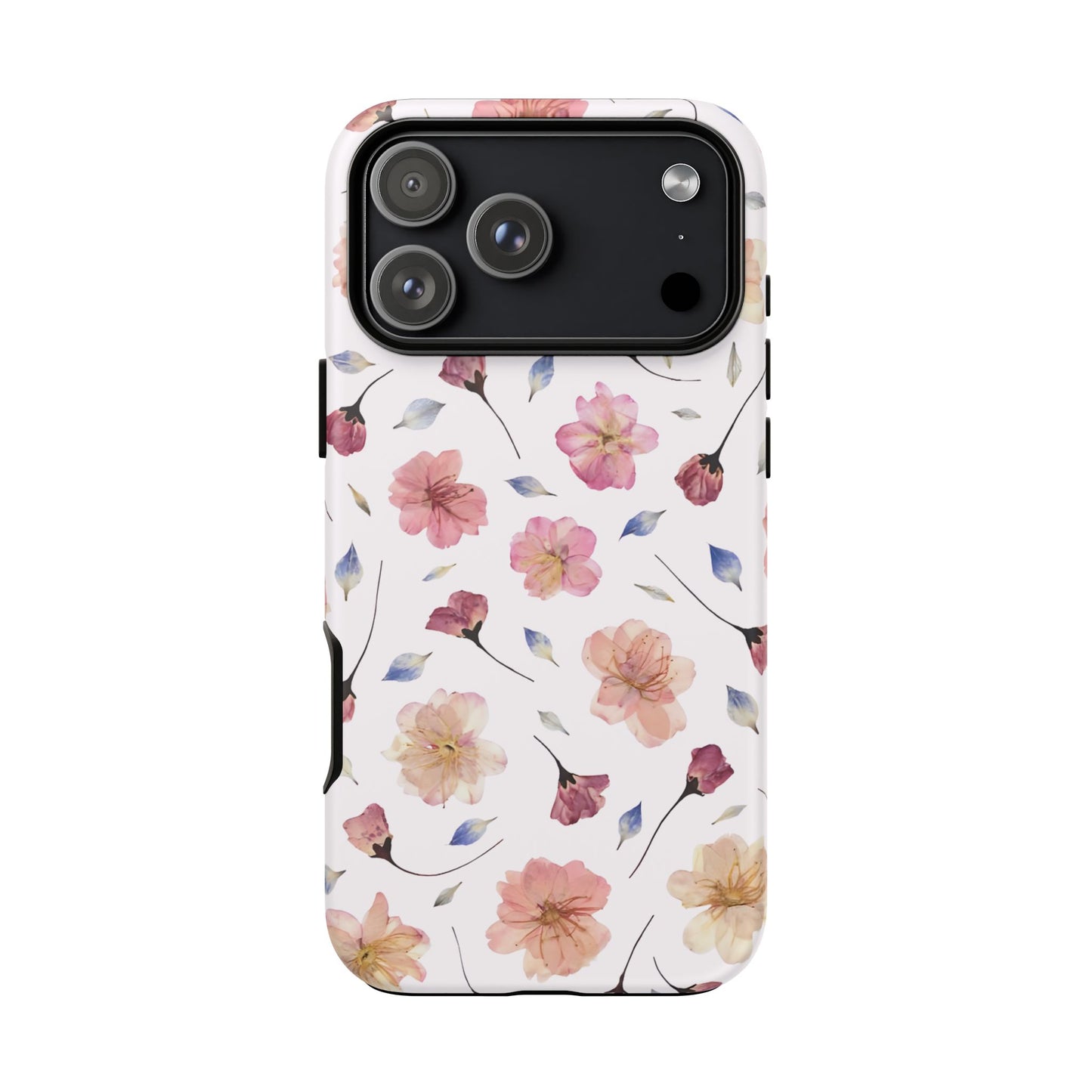 Coque Téléphone Samsung, iPhone & Google Pixel Renforcée Mate – Design Floral Fleurs de Cerisier sur Fond Blanc Poudré | Protection Antichoc | Idée Cadeau Femme