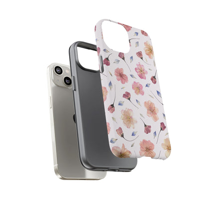 Coque Téléphone Samsung, iPhone & Google Pixel Renforcée Mate – Design Floral Fleurs de Cerisier sur Fond Blanc Poudré | Protection Antichoc | Idée Cadeau Femme