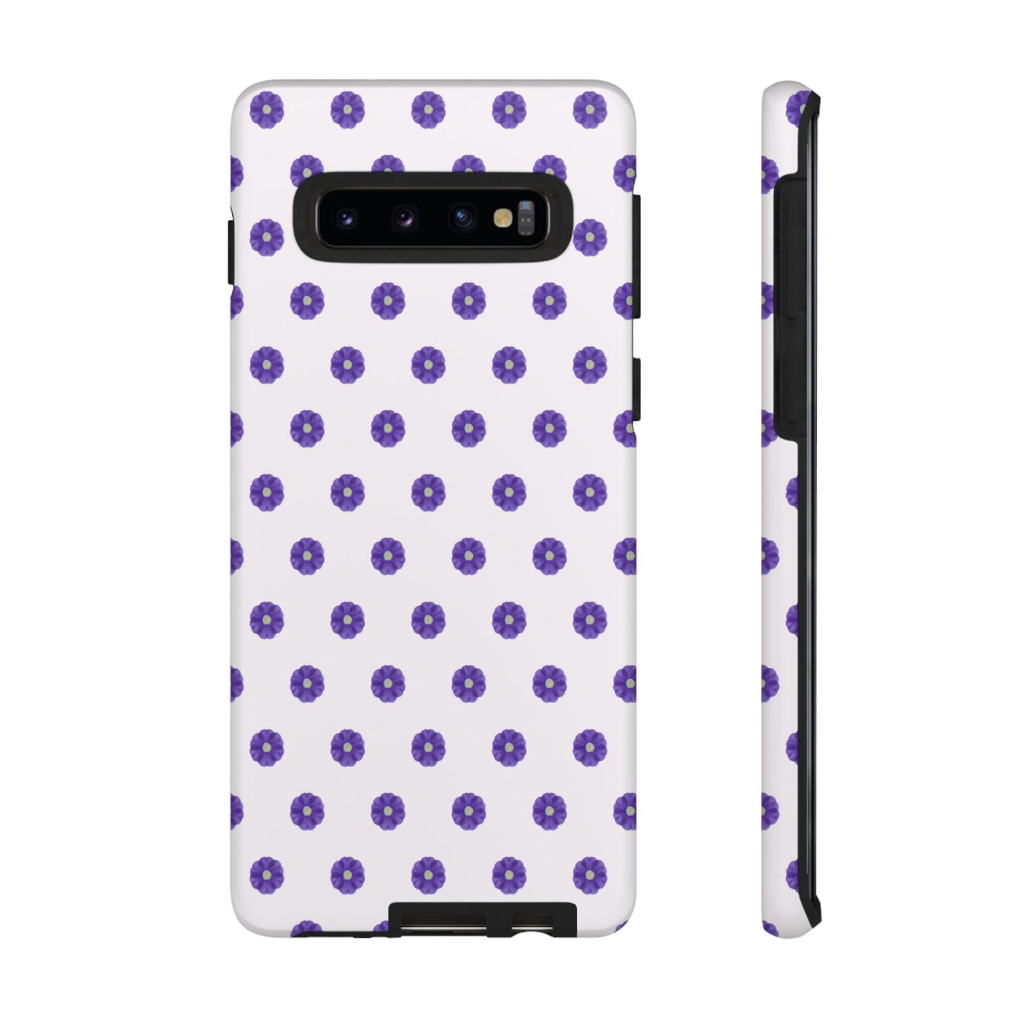 Coque Téléphone Samsung, iPhone & Google Pixel Renforcée Mate – Design Botanique Epuré Fleurs de Primevère sur Fond Blanc Perlé | Protection Antichoc | Idée Cadeau Femme