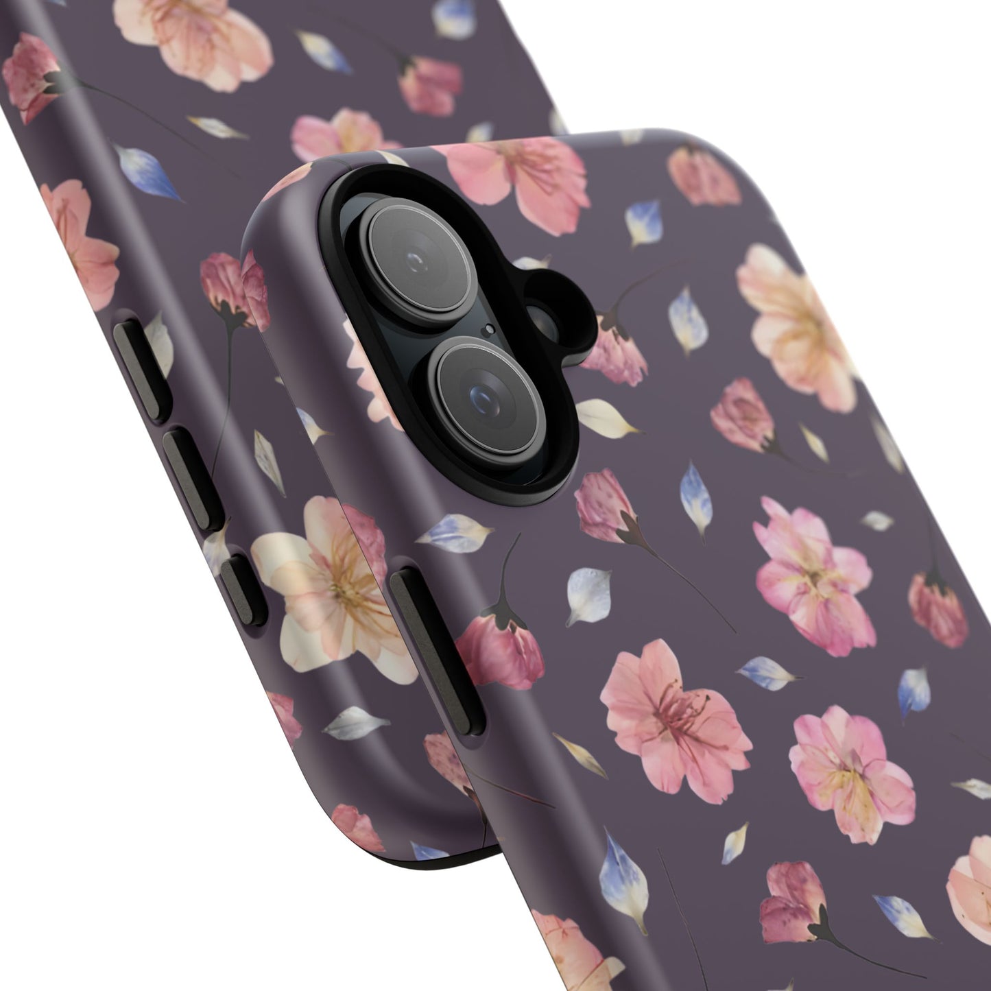 Coque Téléphone Samsung, iPhone & Google Pixel Renforcée Mate – Design Floral Fleurs de Cerisier sur Fond Couleur Prune | Protection Antichoc | Idée Cadeau Femme