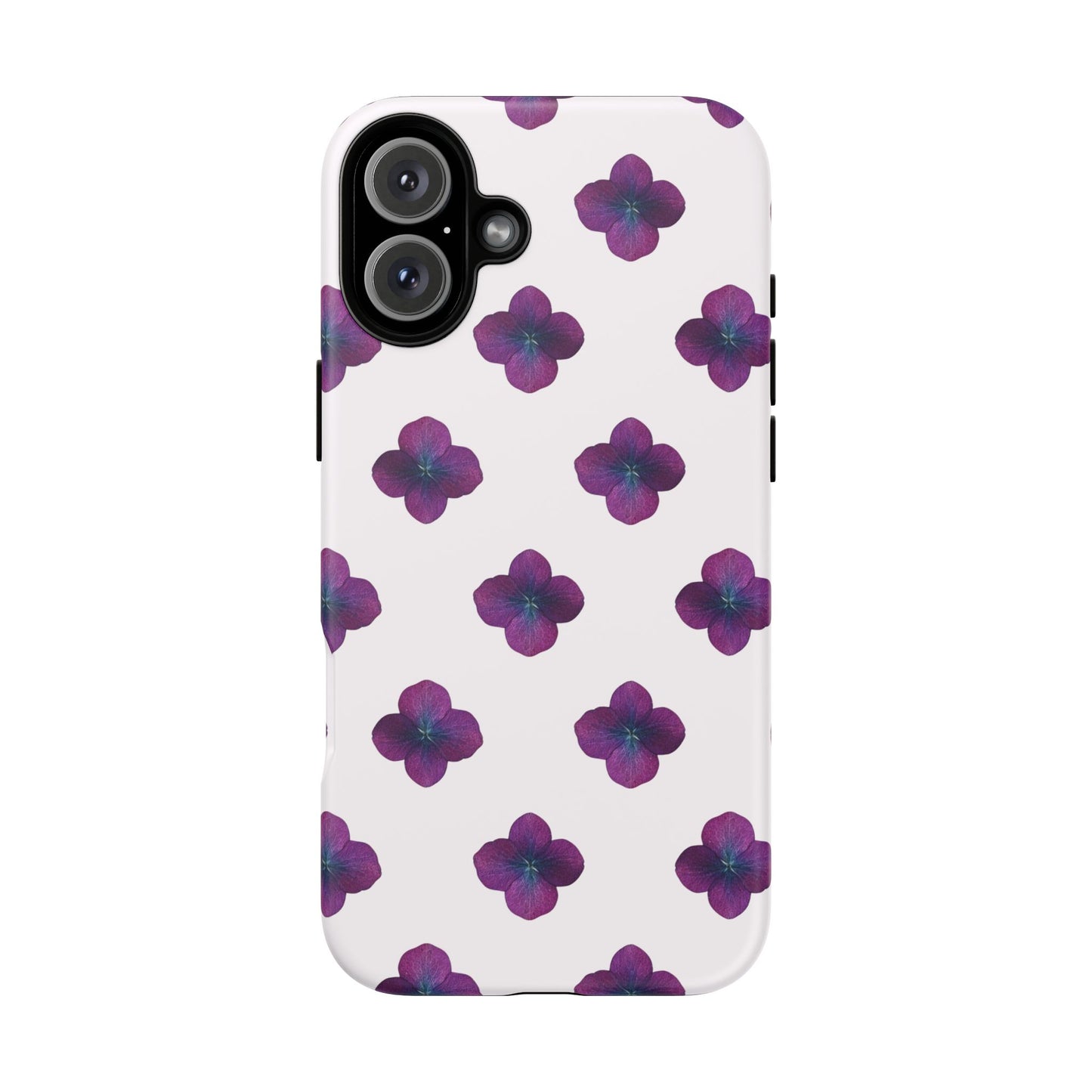 Coque Téléphone Samsung, iPhone & Google Pixel Renforcée Mate – Design Floral Epuré Fleurs de Hortensia sur Fond Blanc Perlé | Protection Antichoc | Idée Cadeau Anniversaire