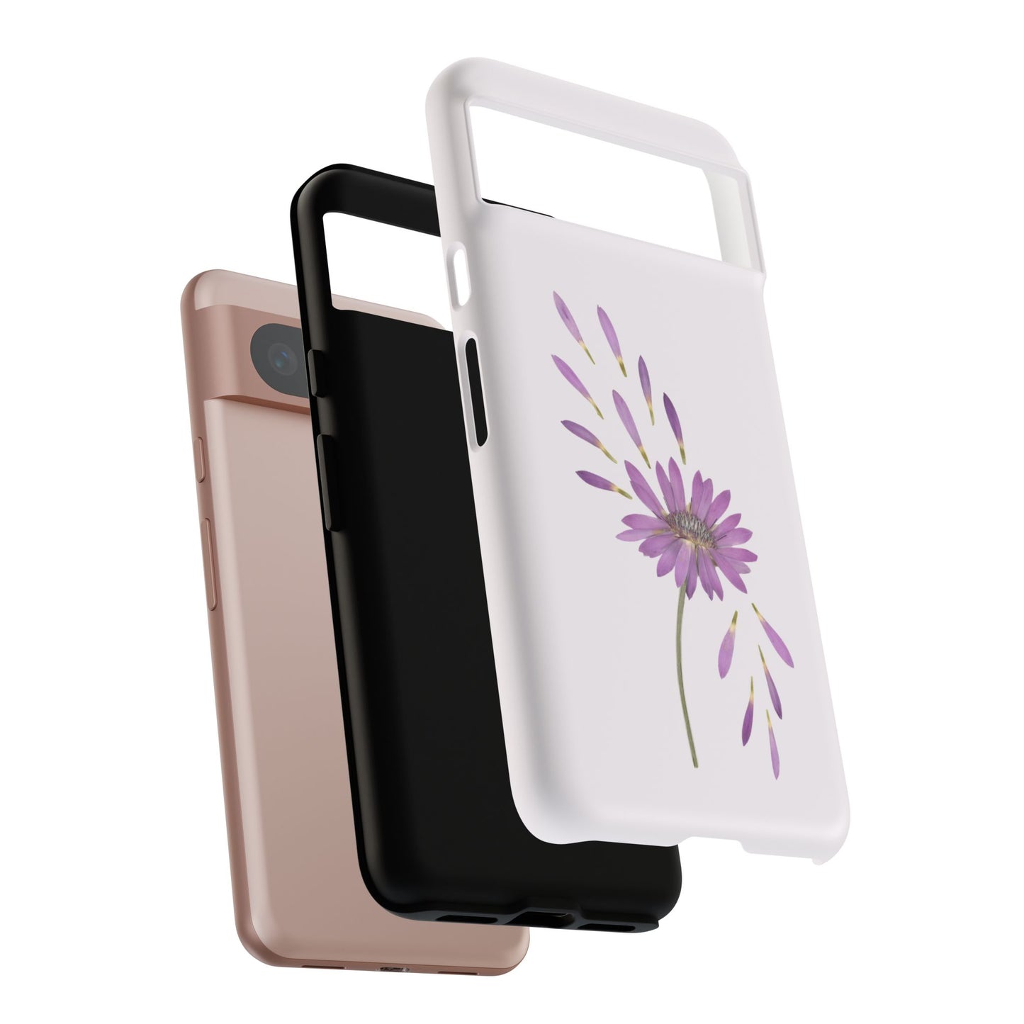 Coque Téléphone Samsung, iPhone & Google Pixel Renforcée Mate – Design Floral Epuré sur Fond Blanc Perlé | Protection Antichoc | Idée Cadeau Femme