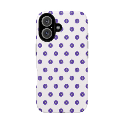 Coque Téléphone Samsung, iPhone & Google Pixel Renforcée Mate – Design Botanique Epuré Fleurs de Primevère sur Fond Blanc Perlé | Protection Antichoc | Idée Cadeau Femme