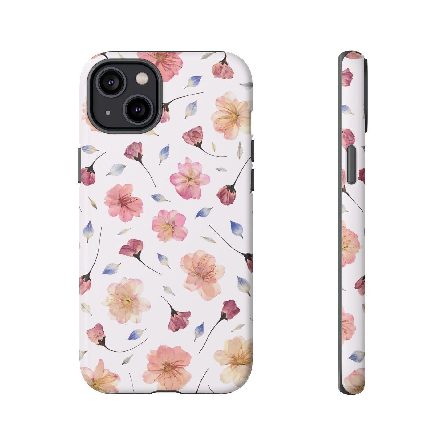 Coque Téléphone Samsung, iPhone & Google Pixel Renforcée Mate – Design Floral Fleurs de Cerisier sur Fond Blanc Poudré | Protection Antichoc | Idée Cadeau Femme
