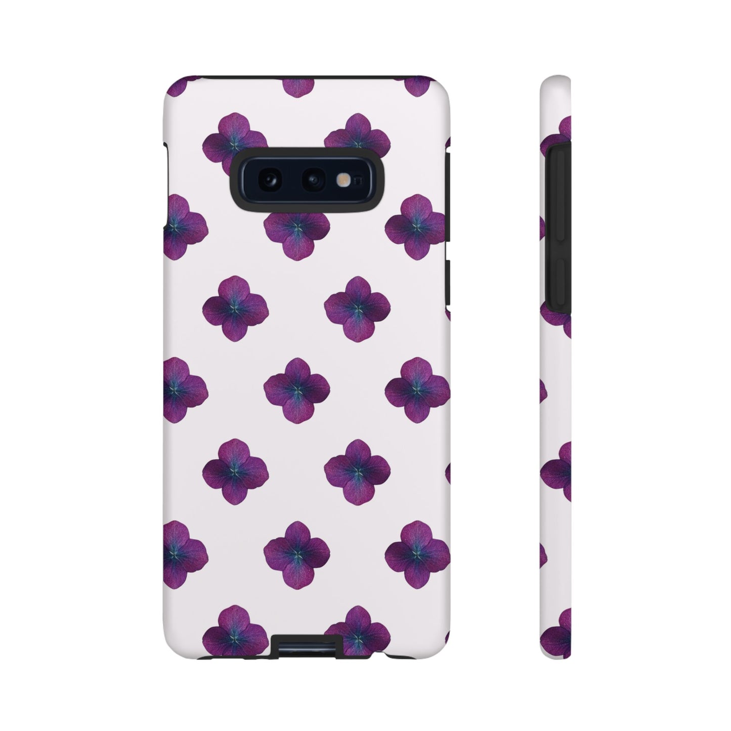 Coque Téléphone Samsung, iPhone & Google Pixel Renforcée Mate – Design Floral Epuré Fleurs de Hortensia sur Fond Blanc Perlé | Protection Antichoc | Idée Cadeau Anniversaire