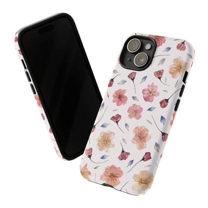 Coque Téléphone Samsung, iPhone & Google Pixel Renforcée Mate – Design Floral Fleurs de Cerisier sur Fond Blanc Poudré | Protection Antichoc | Idée Cadeau Femme