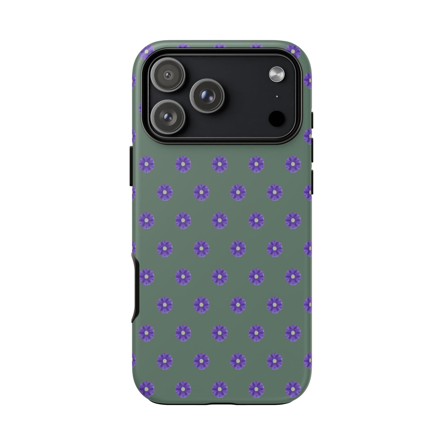 Coque Téléphone Samsung, iPhone & Google Pixel Renforcée Mate – Design Floral Epuré Fleurs de Primevère sur Fond Vert Minéral | Protection Antichoc | Idée Cadeau Femme