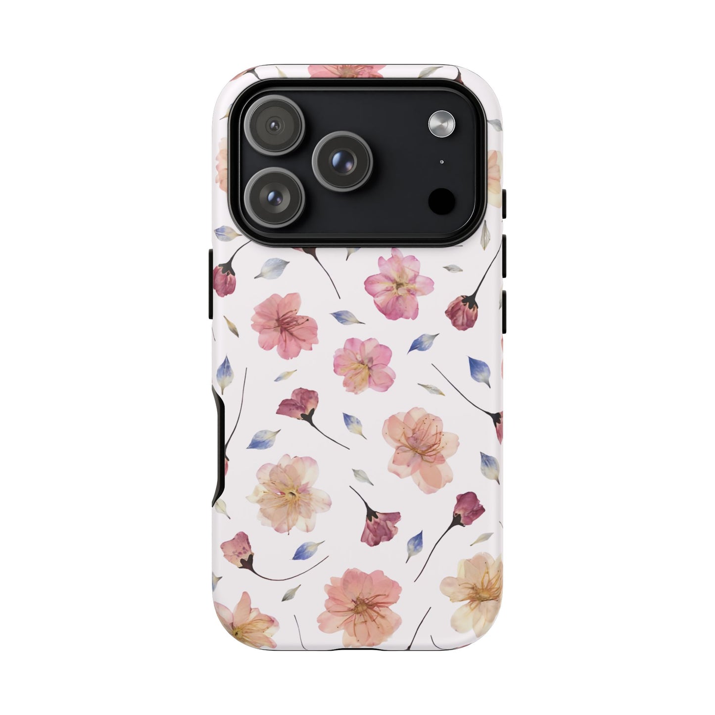 Coque Téléphone Samsung, iPhone & Google Pixel Renforcée Mate – Design Floral Fleurs de Cerisier sur Fond Blanc Poudré | Protection Antichoc | Idée Cadeau Femme