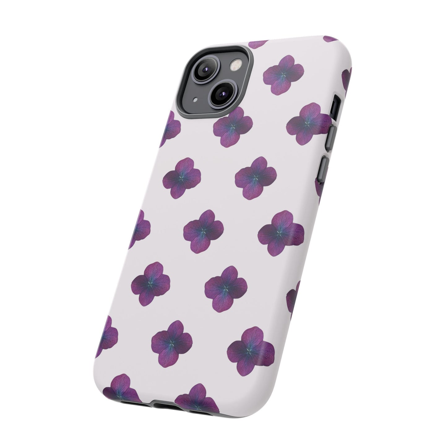 Coque Téléphone Samsung, iPhone & Google Pixel Renforcée Mate – Design Floral Epuré Fleurs de Hortensia sur Fond Blanc Perlé | Protection Antichoc | Idée Cadeau Anniversaire