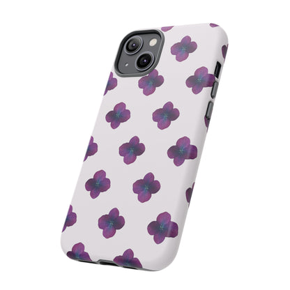 Coque Téléphone Samsung, iPhone & Google Pixel Renforcée Mate – Design Floral Epuré Fleurs de Hortensia sur Fond Blanc Perlé | Protection Antichoc | Idée Cadeau Anniversaire