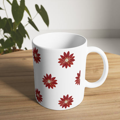 Mug Céramique Botanique Cactus Rouge | Tasse 35cl – Idée Cadeau Noël Amateurs de Plantes & Déco Unique