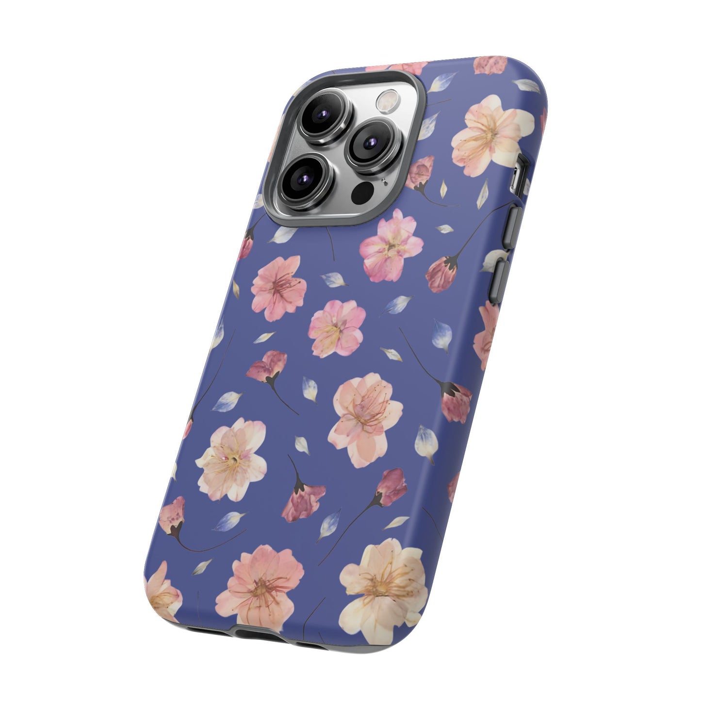 Coque Téléphone Samsung, iPhone & Google Pixel Renforcée Mate – Design Floral Fleurs de Cerisier sur Fond Bleu Encre | Protection Antichoc | Idée Cadeau Pour Elle
