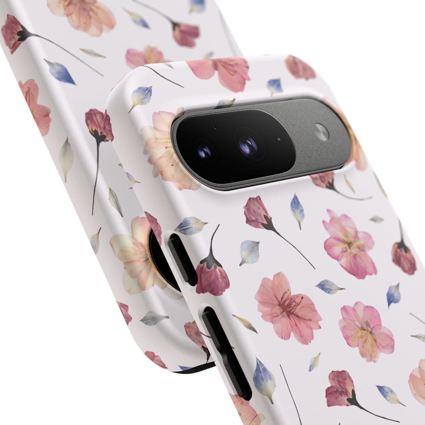 Coque Téléphone Samsung, iPhone & Google Pixel Renforcée Mate – Design Floral Fleurs de Cerisier sur Fond Blanc Poudré | Protection Antichoc | Idée Cadeau Femme