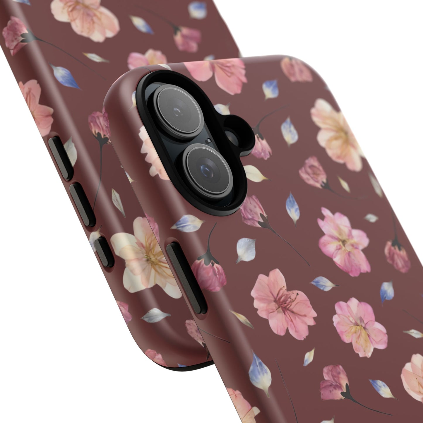 Coque Téléphone Samsung, iPhone & Google Pixel Renforcée Mate – Design Floral Fleurs de Cerisier sur Fond Bordeaux | Protection Antichoc | Idée Cadeau Pour Elle