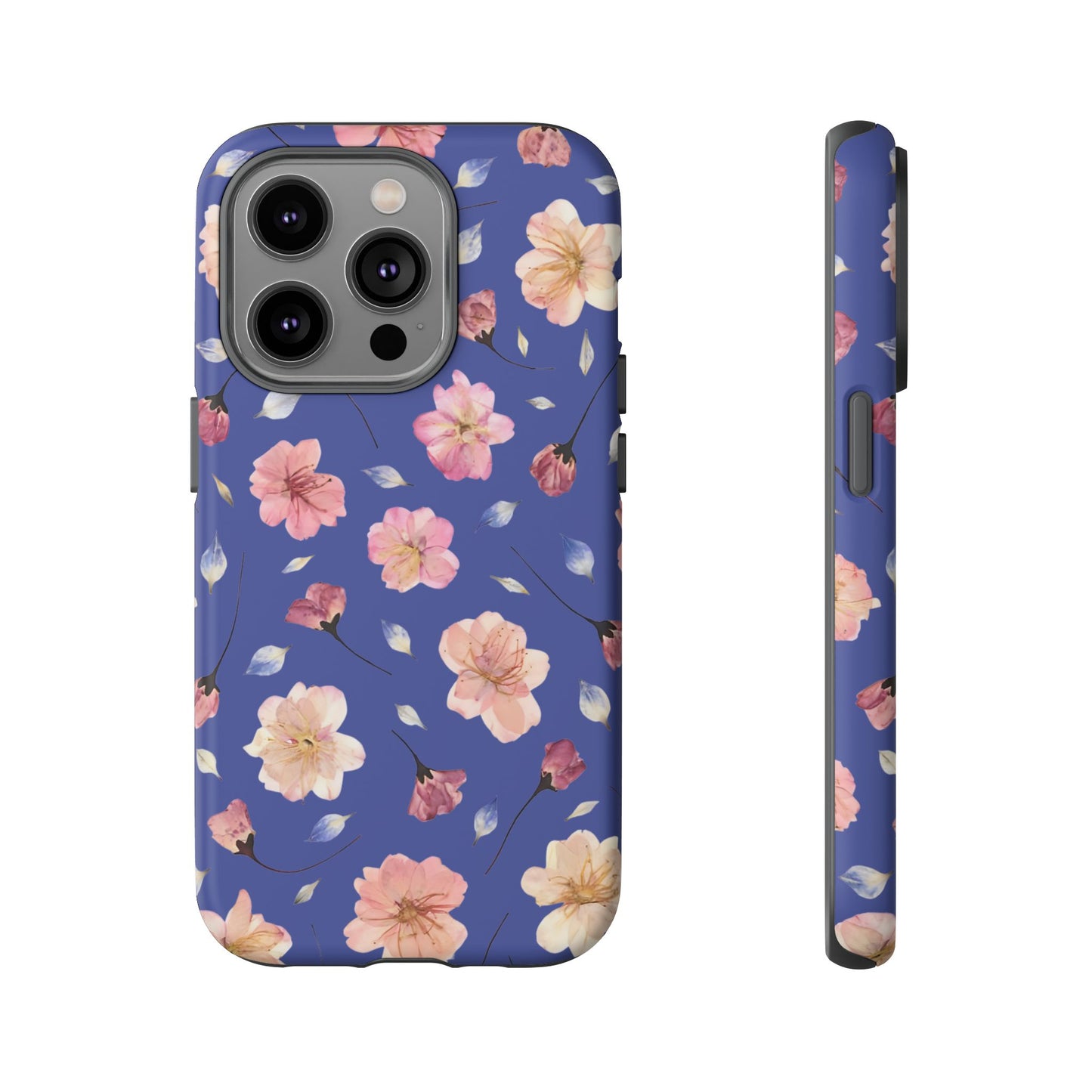 Coque Téléphone Samsung, iPhone & Google Pixel Renforcée Mate – Design Floral Fleurs de Cerisier sur Fond Bleu Encre | Protection Antichoc | Idée Cadeau Pour Elle