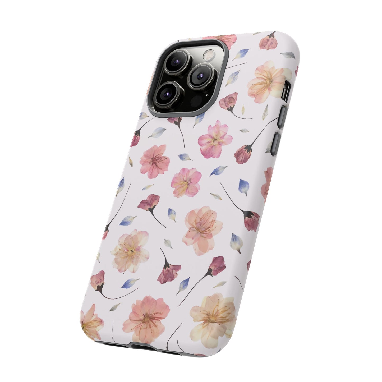 Coque Téléphone Samsung, iPhone & Google Pixel Renforcée Mate – Design Floral Fleurs de Cerisier sur Fond Blanc Poudré | Protection Antichoc | Idée Cadeau Femme