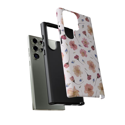 Coque Téléphone Samsung, iPhone & Google Pixel Renforcée Mate – Design Floral Fleurs de Cerisier sur Fond Blanc Poudré | Protection Antichoc | Idée Cadeau Femme