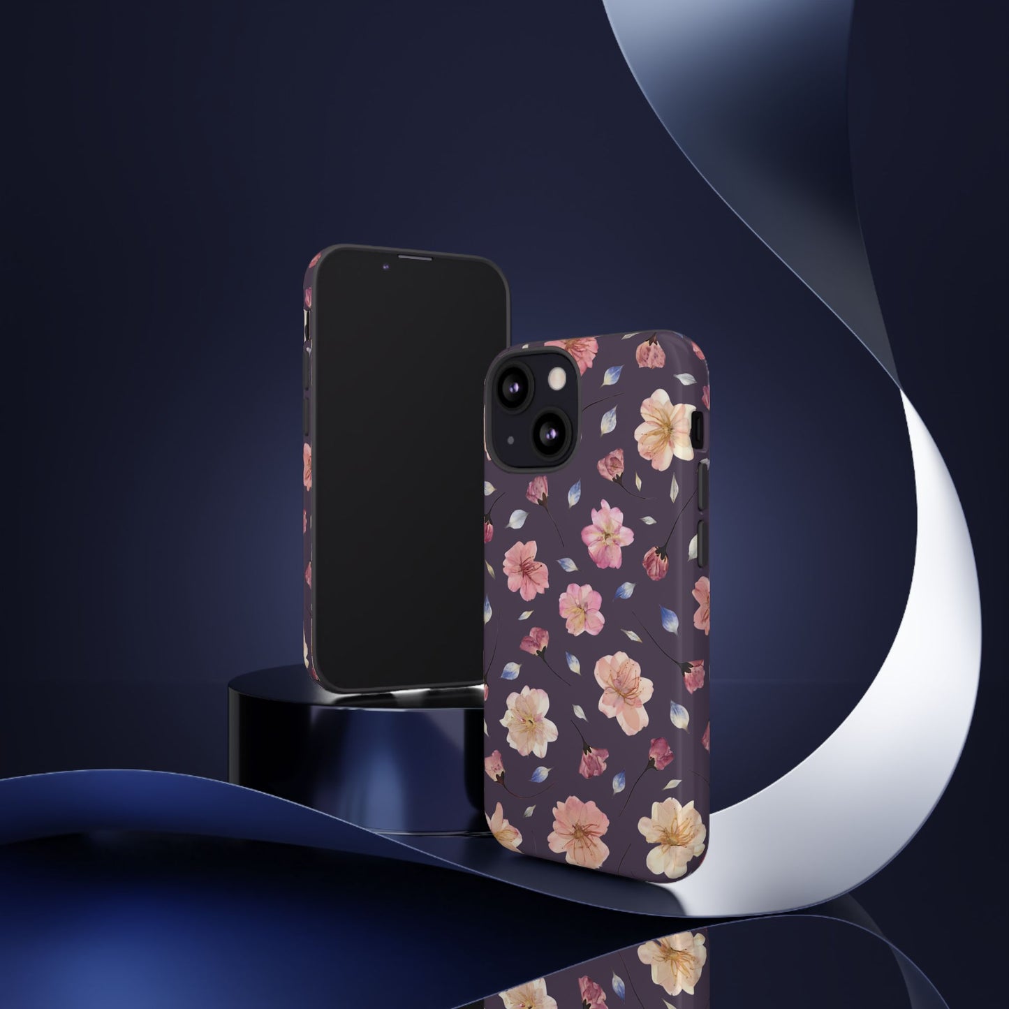 Coque Téléphone Samsung, iPhone & Google Pixel Renforcée Mate – Design Floral Fleurs de Cerisier sur Fond Couleur Prune | Protection Antichoc | Idée Cadeau Femme
