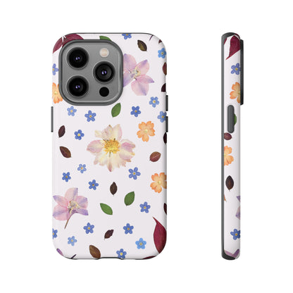Coque Téléphone Samsung, iPhone & Google Pixel Renforcée Mate – Design Floral Féminin sur Fond Blanc Perlé | Protection Antichoc | Idée Cadeau Anniverssaire