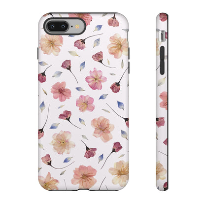 Coque Téléphone Samsung, iPhone & Google Pixel Renforcée Mate – Design Floral Fleurs de Cerisier sur Fond Blanc Poudré | Protection Antichoc | Idée Cadeau Femme