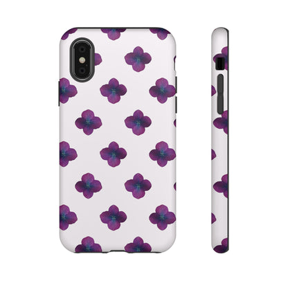 Coque Téléphone Samsung, iPhone & Google Pixel Renforcée Mate – Design Floral Epuré Fleurs de Hortensia sur Fond Blanc Perlé | Protection Antichoc | Idée Cadeau Anniversaire
