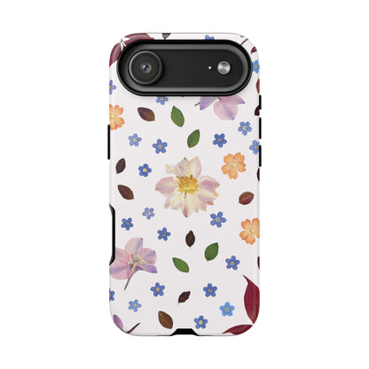 Coque Téléphone Samsung, iPhone & Google Pixel Renforcée Mate – Design Floral Féminin sur Fond Blanc Perlé | Protection Antichoc | Idée Cadeau Anniverssaire