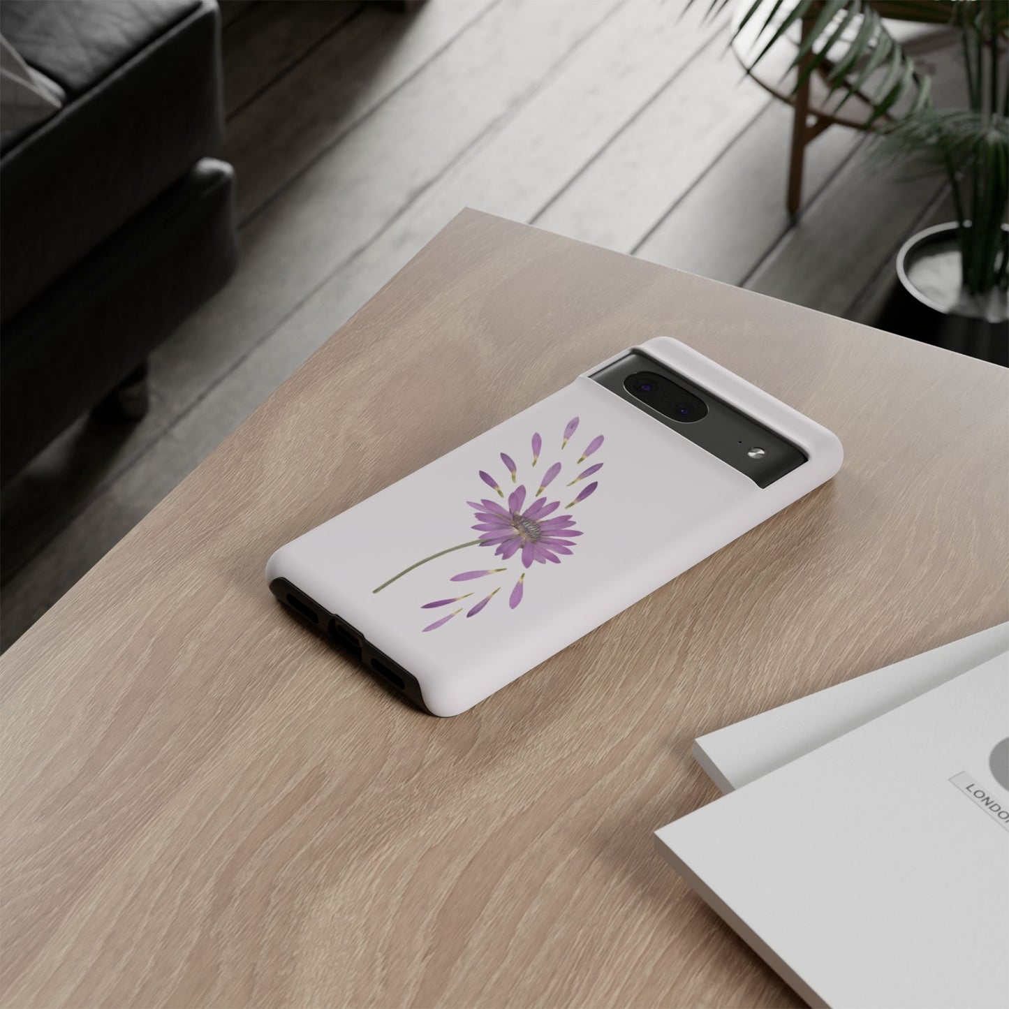 Coque Téléphone Samsung, iPhone & Google Pixel Renforcée Mate – Design Floral Epuré sur Fond Blanc Perlé | Protection Antichoc | Idée Cadeau Femme