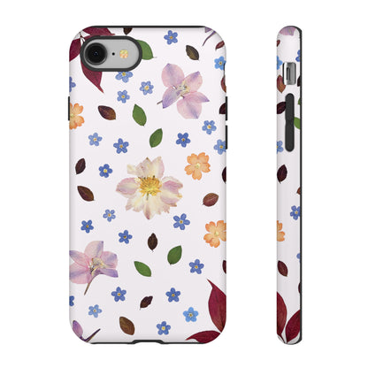 Coque Téléphone Samsung, iPhone & Google Pixel Renforcée Mate – Design Floral Féminin sur Fond Blanc Perlé | Protection Antichoc | Idée Cadeau Anniverssaire
