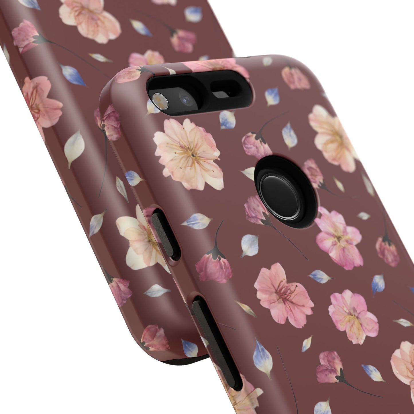 Coque Téléphone Samsung, iPhone & Google Pixel Renforcée Mate – Design Floral Fleurs de Cerisier sur Fond Bordeaux | Protection Antichoc | Idée Cadeau Pour Elle