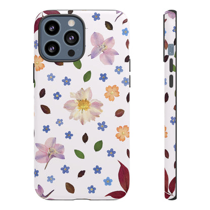 Coque Téléphone Samsung, iPhone & Google Pixel Renforcée Mate – Design Floral Féminin sur Fond Blanc Perlé | Protection Antichoc | Idée Cadeau Anniverssaire