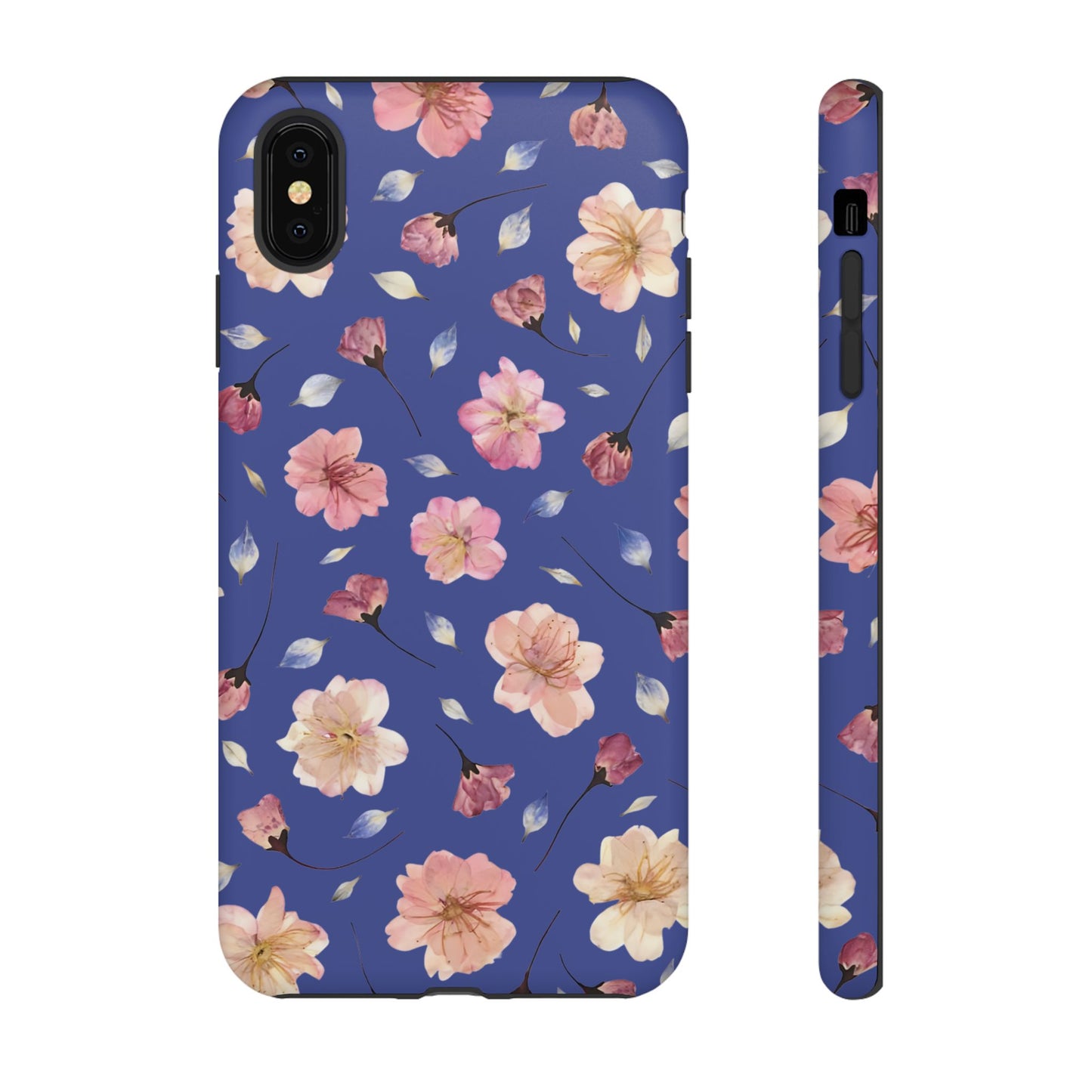Coque Téléphone Samsung, iPhone & Google Pixel Renforcée Mate – Design Floral Fleurs de Cerisier sur Fond Bleu Encre | Protection Antichoc | Idée Cadeau Pour Elle