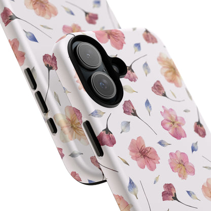 Coque Téléphone Samsung, iPhone & Google Pixel Renforcée Mate – Design Floral Fleurs de Cerisier sur Fond Blanc Poudré | Protection Antichoc | Idée Cadeau Femme