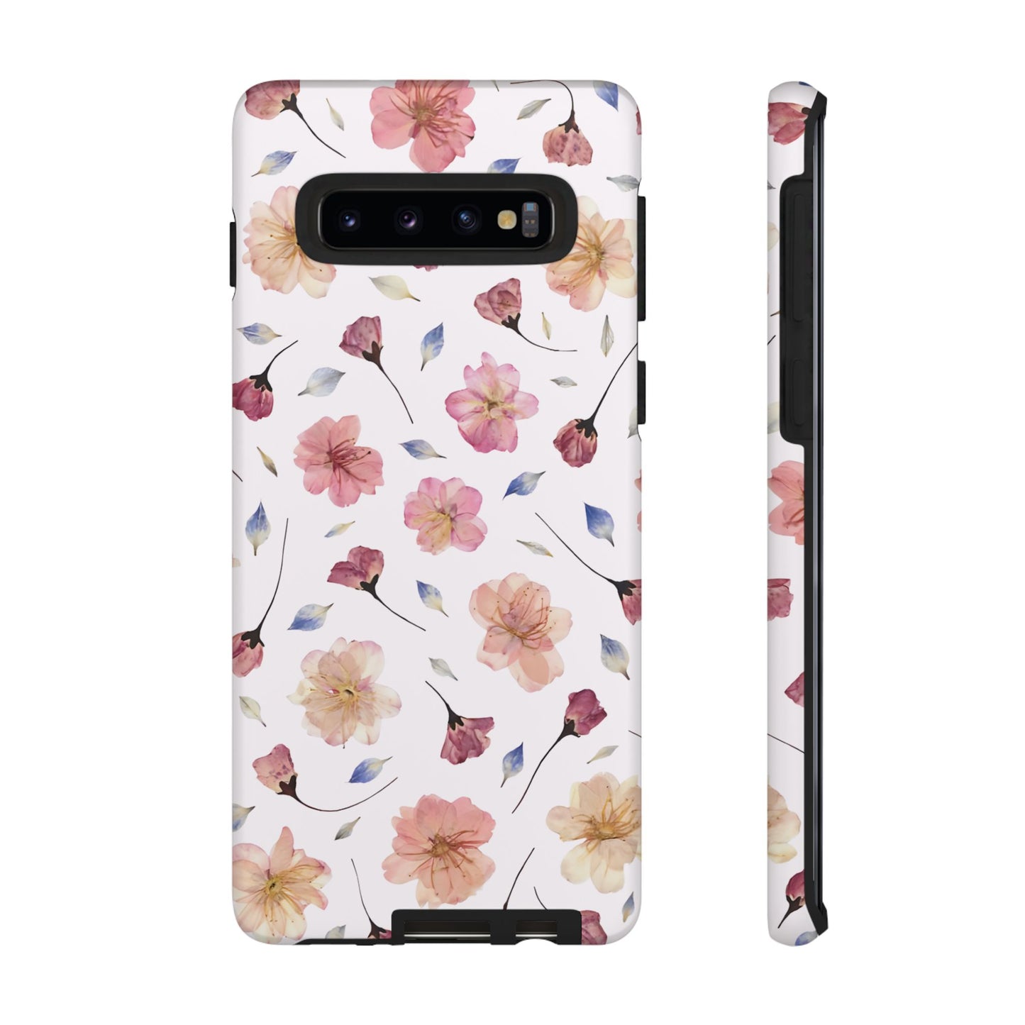 Coque Téléphone Samsung, iPhone & Google Pixel Renforcée Mate – Design Floral Fleurs de Cerisier sur Fond Blanc Poudré | Protection Antichoc | Idée Cadeau Femme