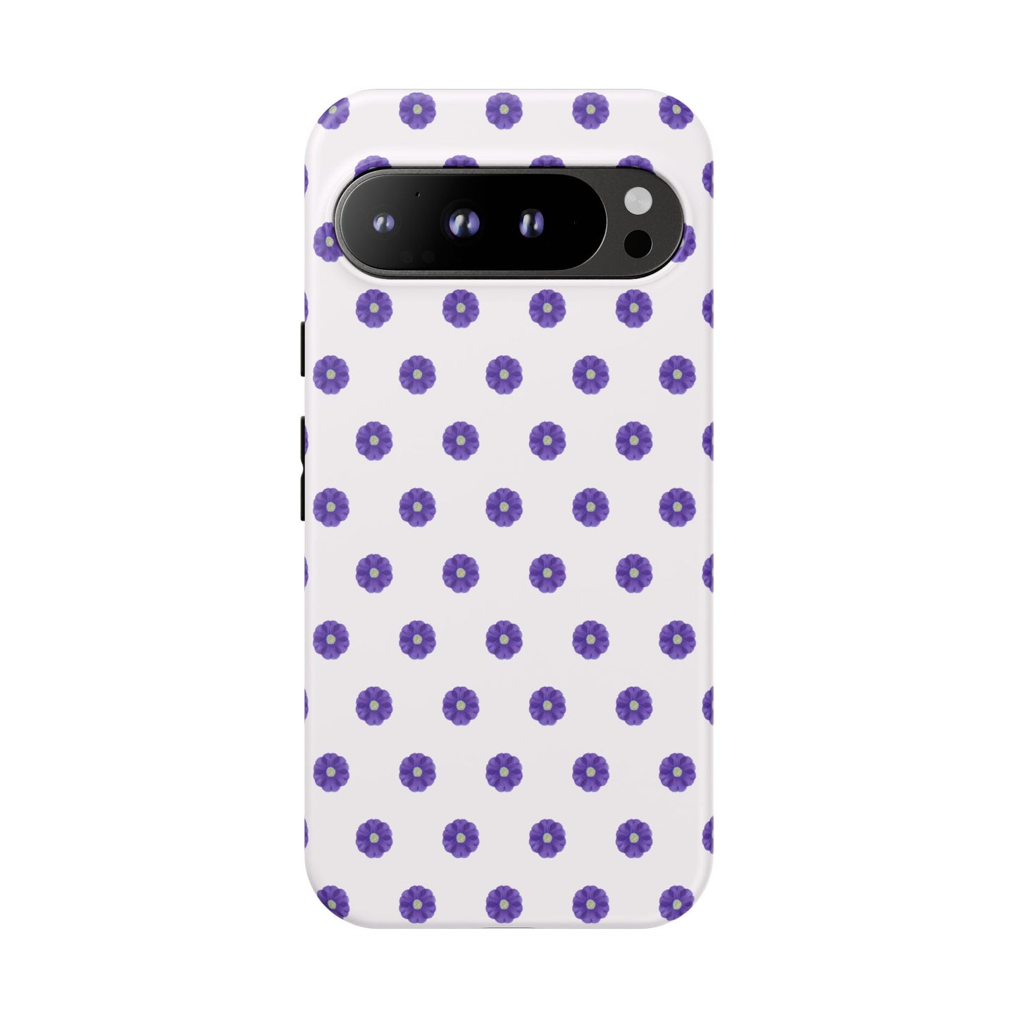 Coque Téléphone Samsung, iPhone & Google Pixel Renforcée Mate – Design Botanique Epuré Fleurs de Primevère sur Fond Blanc Perlé | Protection Antichoc | Idée Cadeau Femme