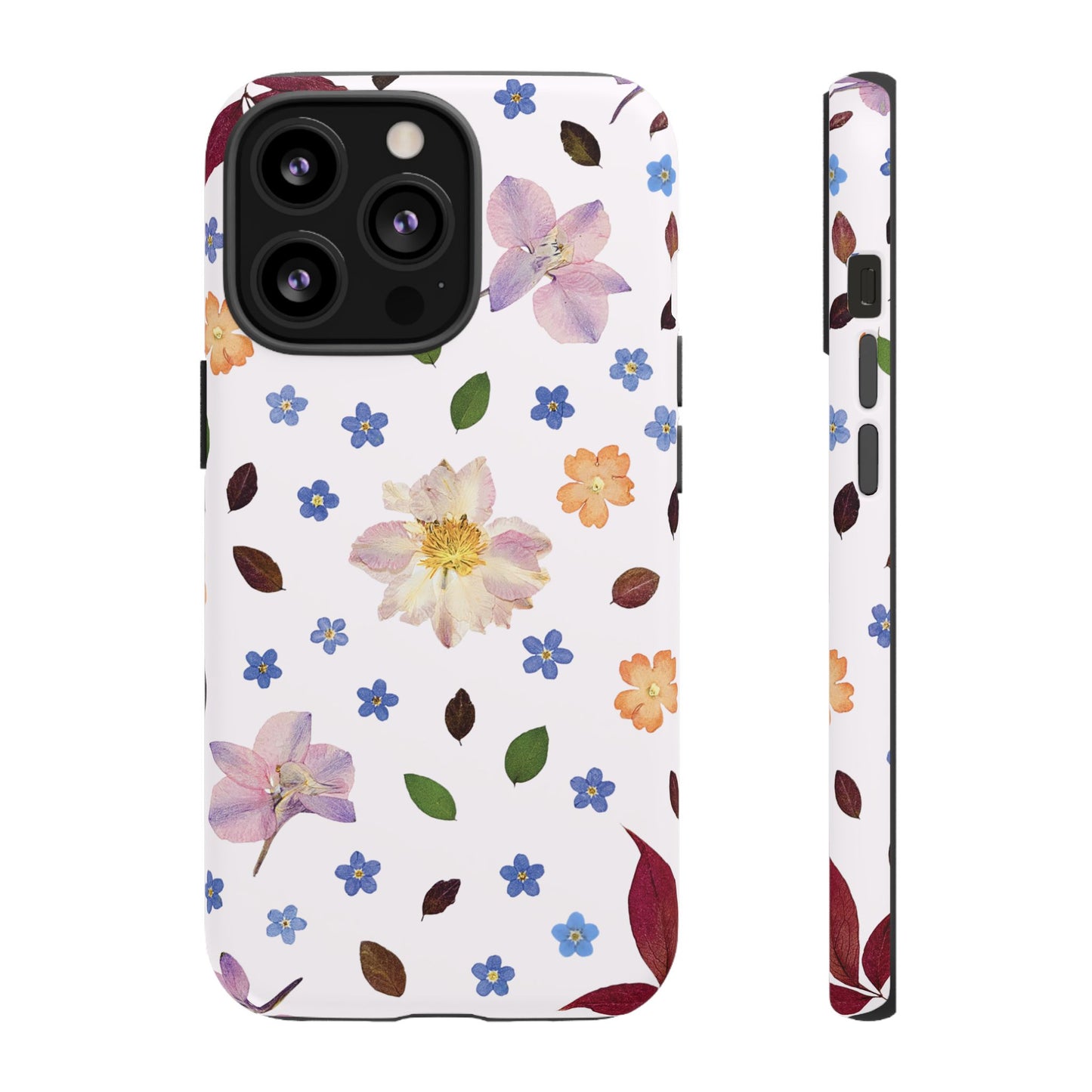 Coque Téléphone Samsung, iPhone & Google Pixel Renforcée Mate – Design Floral Féminin sur Fond Blanc Perlé | Protection Antichoc | Idée Cadeau Anniverssaire
